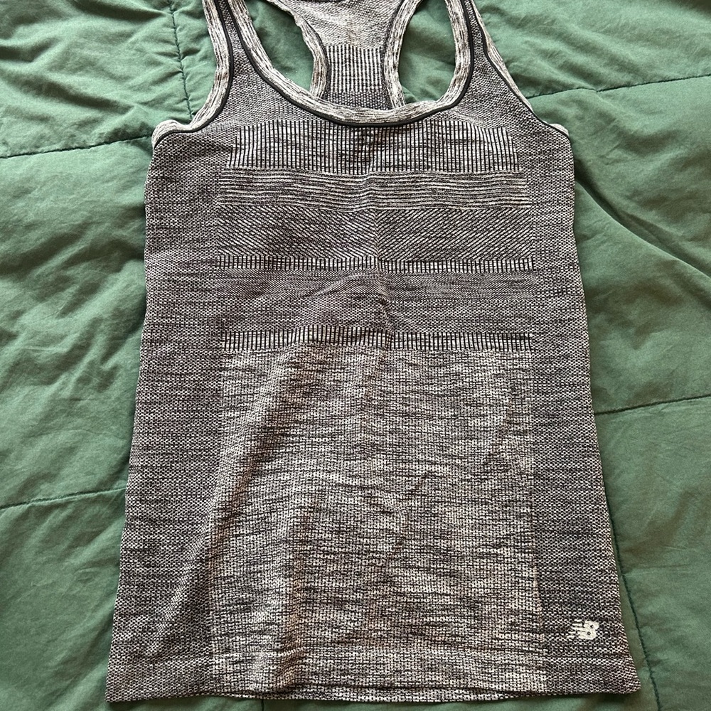 New Balance Gray Fitted Tank Top with White Trim